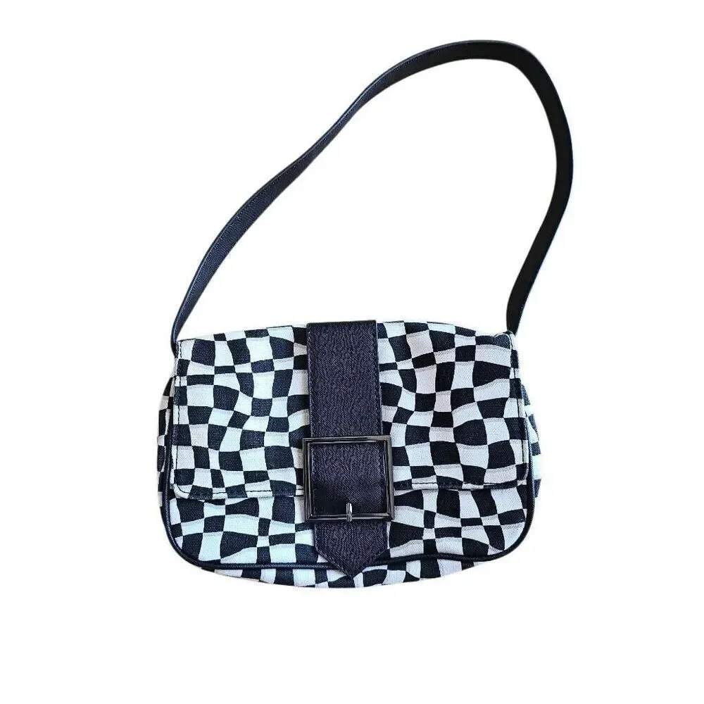 Forever 21 black and white checkered shoulder purse